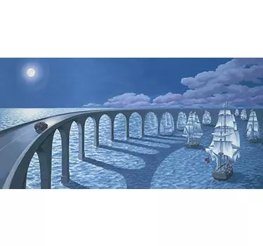 Boats and Bridge Wall Decal - TenStickers