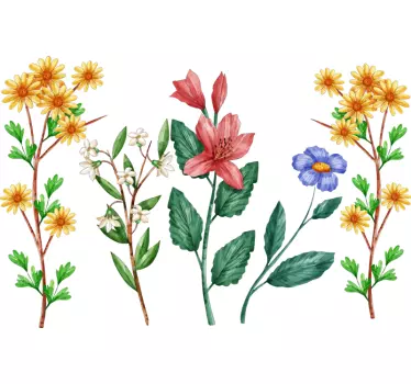 Botanical garden drawing flower wall decal - TenStickers