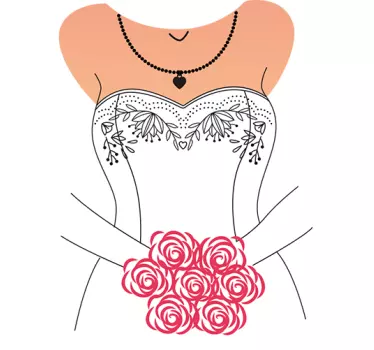 Bridal Gown Bouquet wedding sticker - TenStickers