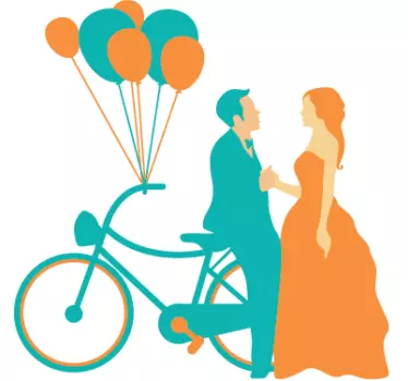 Bride and Groom with Bike Wall Sticker - TenStickers
