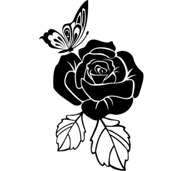 Butterfly Rose Decal - TenStickers
