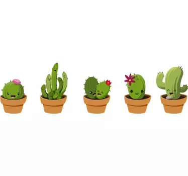 Cactus Collection Wall Stickers - TenStickers