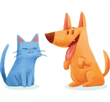 Cat and Dog Illustration Stickers - TenStickers