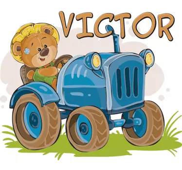 Children´s Tractor Customisable Sticker - TenStickers