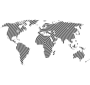 Circular Lines World Map Sticker - TenStickers