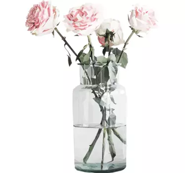 Clear Jar With Roses Sticker - TenStickers