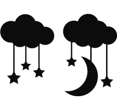 Clouds stars and moon wall decal - TenStickers