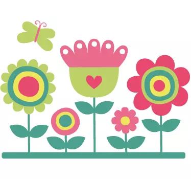 Colourful Garden and Butterfly Sticker - TenStickers
