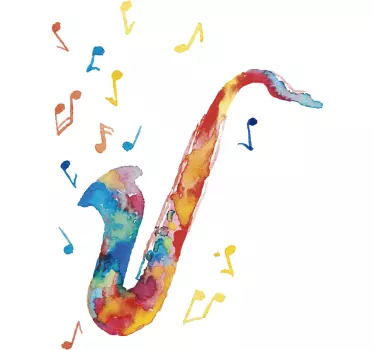 Colourful Saxophone Home Wall Sticker - TenStickers