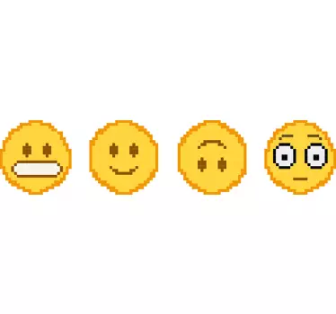 Emoji Pixel Wall Art Sticker - TenStickers