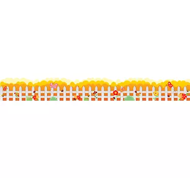 Fence with flowers border sticker - TenStickers