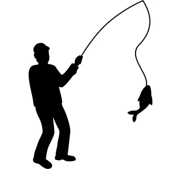 Fisherman with fish Car Decal - TenStickers