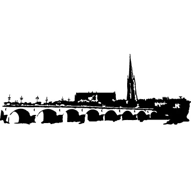 French Village Bridge Wall Sticker - TenStickers