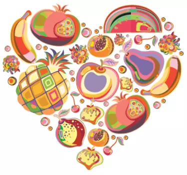 Fruit Heart Decorative Sticker - TenStickers