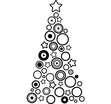 Geometric Christmas Tree Wall Sticker - TenStickers