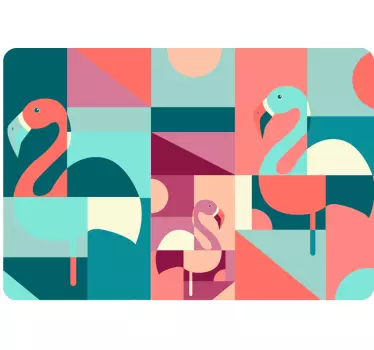 Geometric Flamingos Laptop Skin Sticker - TenStickers