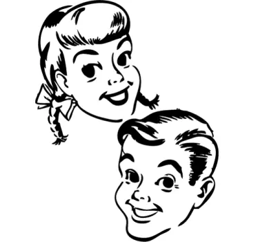 Girl & Boy Retro Decal - TenStickers