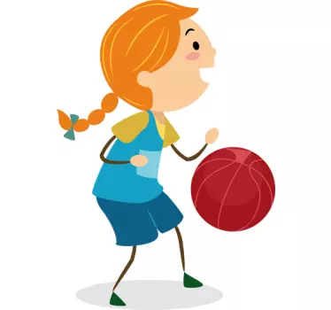 Girl Playing Basketball Kids Decal - TenStickers