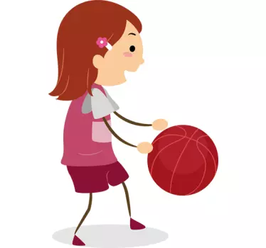 Girl with Basketball Kids Decal - TenStickers