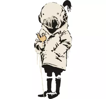 Girl with bird Banksy Living Room Wall Decor - TenStickers
