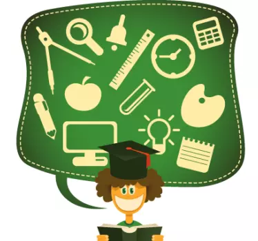 Graduation Themed Illustration educational wall sticker - TenStickers