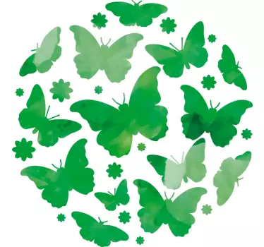 Green butterflies Living Room Wall Decor - TenStickers