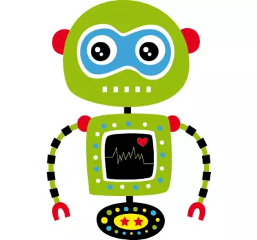 Green Robot Kids Sticker - TenStickers