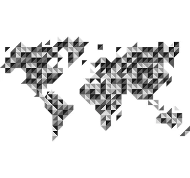 Grey Geometric World Map Sticker - TenStickers