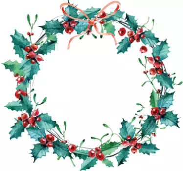 Holly Wreath Decorative Sticker - TenStickers