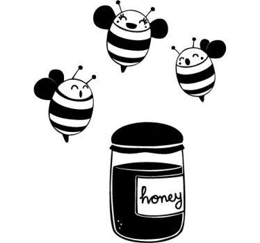 Honey Jar Bees Decal - TenStickers
