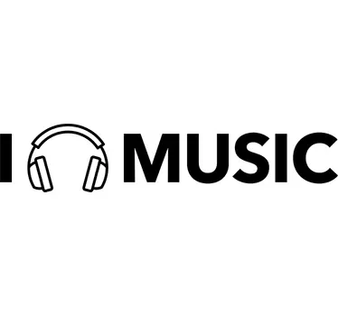 Headphone with i love music text dj sticker - TenStickers
