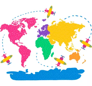 Journey Map World Map Sticker - TenStickers