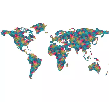 Jungle pattern world map wall sticker - TenStickers