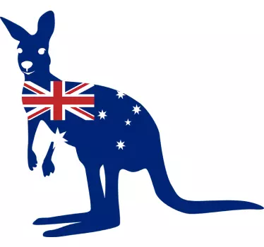 Kangaroo with Flag Sticker - TenStickers