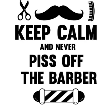 Keep Calm Barber Text Sticker - TenStickers