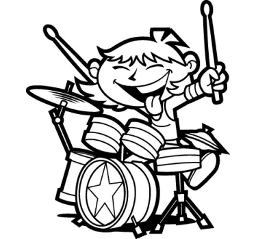 Kid with Drums Kids Sticker - TenStickers