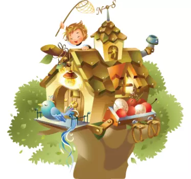Kids Bird Tree House Wall Sticker - TenStickers