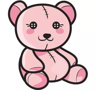 Kids Pink Teddy Bear Decal - TenStickers