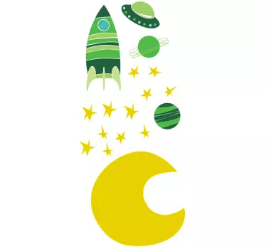 Kids Space Green Moon Decal Collection - TenStickers