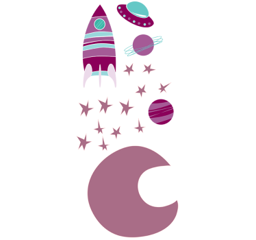 Kids Space Purple Moon Decal Collection - TenStickers