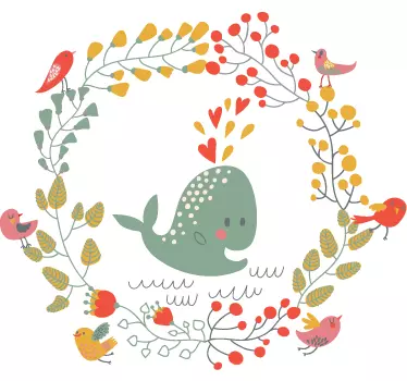 Kids Whale & Birds Wall Sticker - TenStickers