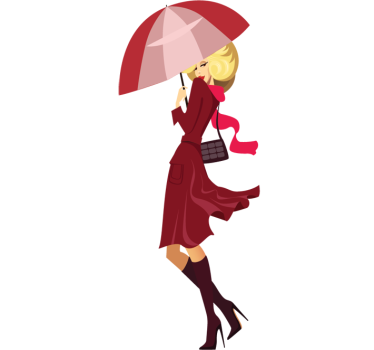 Lady with Umbrella Wall Sticker - TenStickers