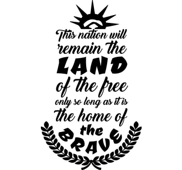 LAND OF THE BRAVE quote sticker - TenStickers