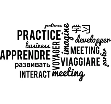 Language academy text wall decal - TenStickers