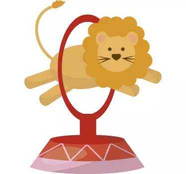 Lion Jumping Over Hoop Sticker - TenStickers