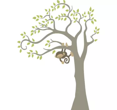 Monkey On A Tree Kids Sticker - TenStickers