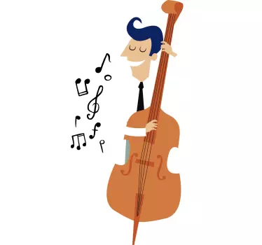 Musician with Double Bass Sticker - TenStickers