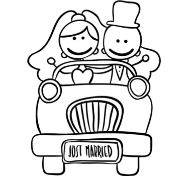 Newly-wed Couple Car Sticker - TenStickers