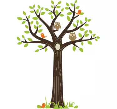 Owls on a Tree Wall Sticker - TenStickers