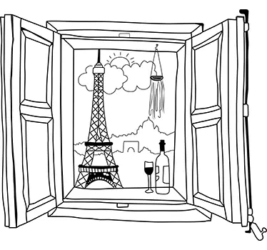 Paris Window View Sticker - TenStickers